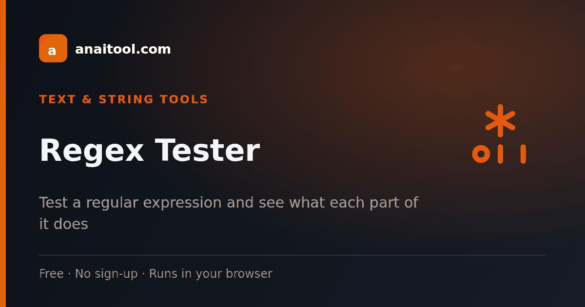 Regex Tester — Test a regular expression and see what each part of it does, a free browser-based tool on anaitool